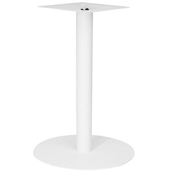 A BFM Seating white steel round table base.