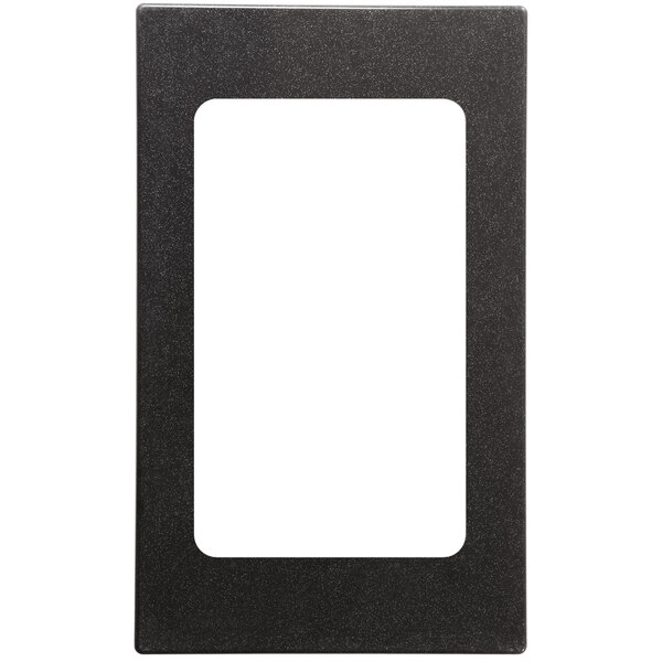 A black rectangular frame with a white rectangle inside containing a black rectangular plate with a white rectangular border inside.