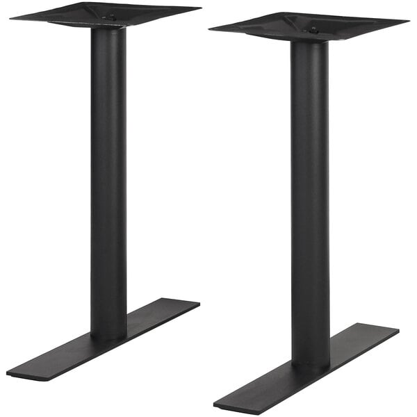 A pair of black metal BFM Seating Uptown dining height table bases.