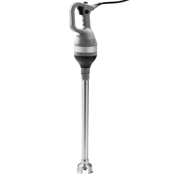 A silver and black Sirman Vortex 43 immersion blender with a cord.