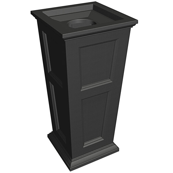 A black rectangular Mayne Fairfield decorative waste bin with a lid on it.