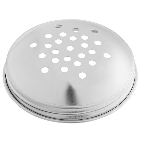 A Tablecraft stainless steel perforated shaker top.
