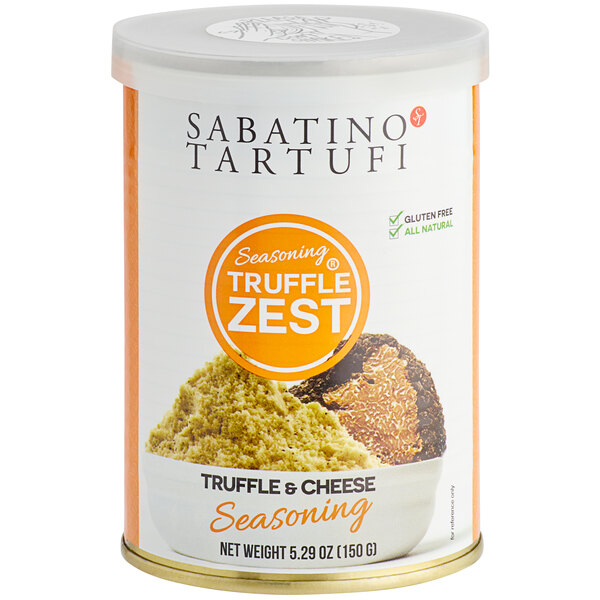 A Sabatino Tartufi container of Truffle Zest & Cheese Seasoning.