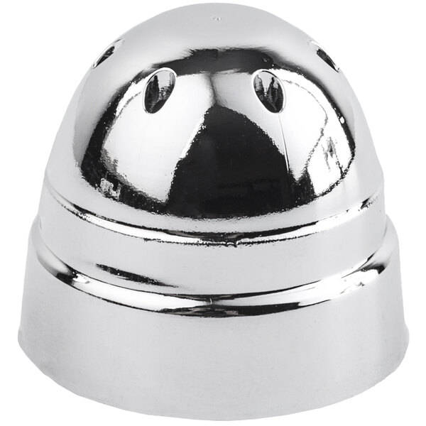 A Tablecraft chrome plated salt and pepper shaker top with holes.