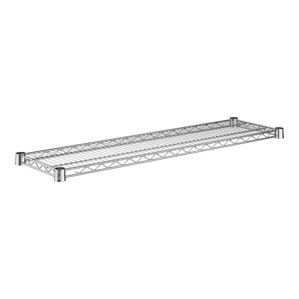 A drawing of a Regency chrome wire shelf with two shelves on it.