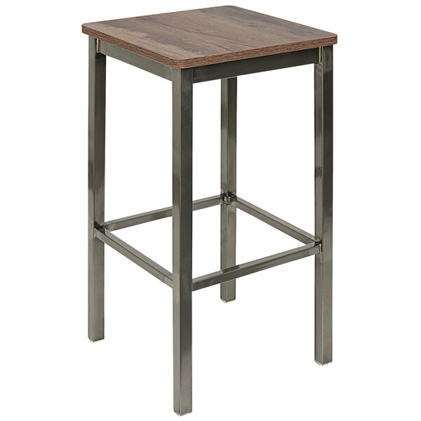 A BFM Seating backless bar stool with a wood seat.