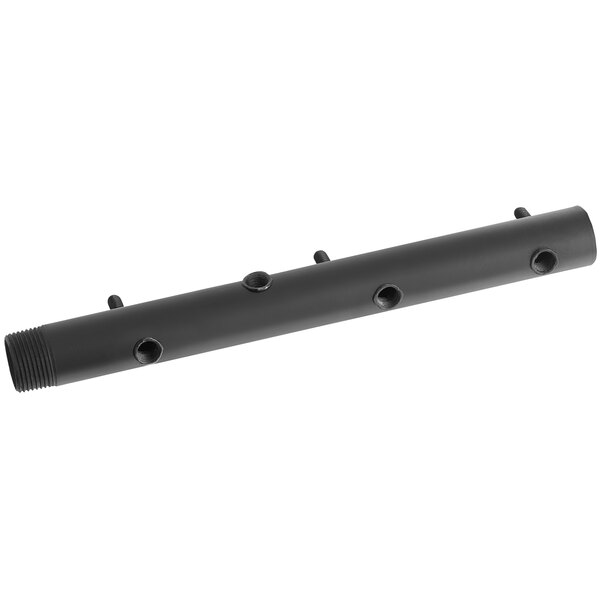 An Avantco black manifold pipe with holes on the end.