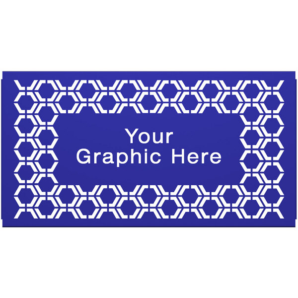 A blue hexagonal sign with white text that says "Your Graphic Here"