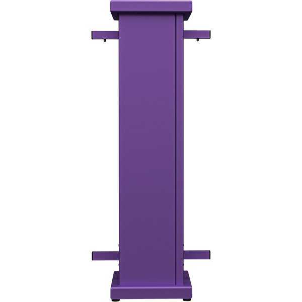 A purple rectangular SelectSpace planter stand with a square top cut-out on a metal base.