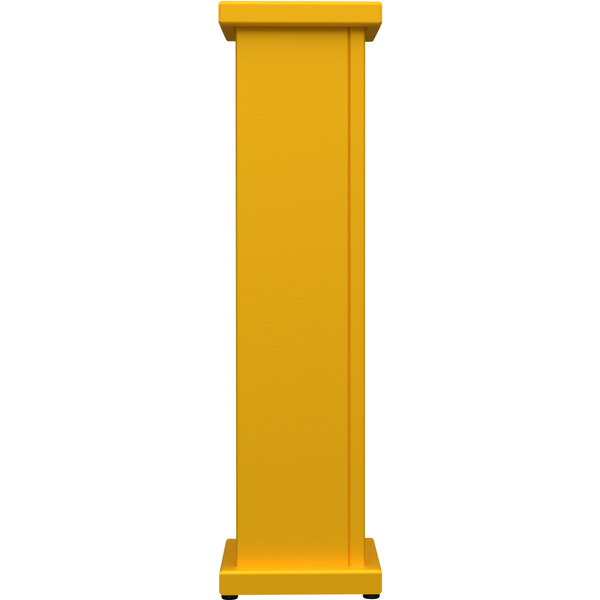 A bright yellow SelectSpace stand-alone planter with a square top cut out.