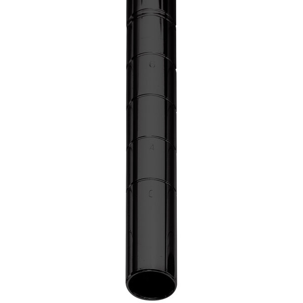 A black rectangular Metro Super Erecta post with a black circle with a white number on it.