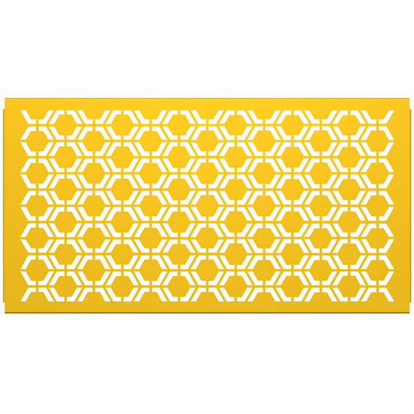 A white rectangular partition panel with a bright yellow hexagonal pattern.