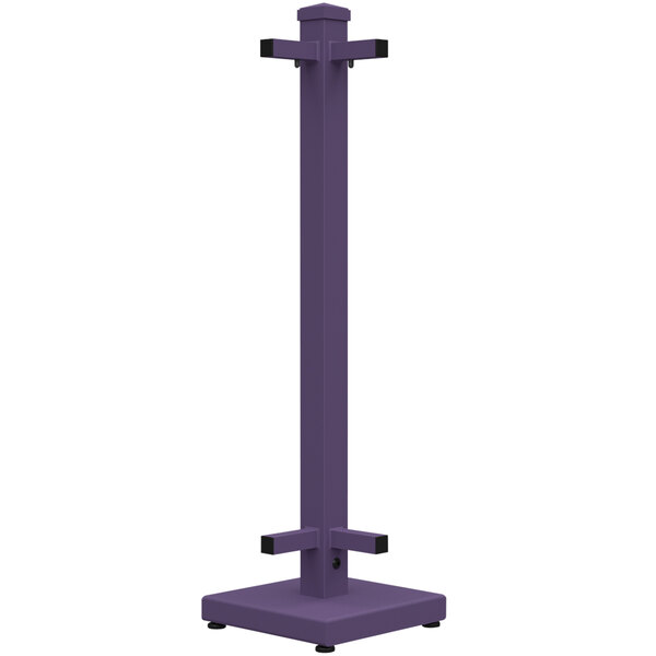 A purple SelectSpace corner stand with black handles.