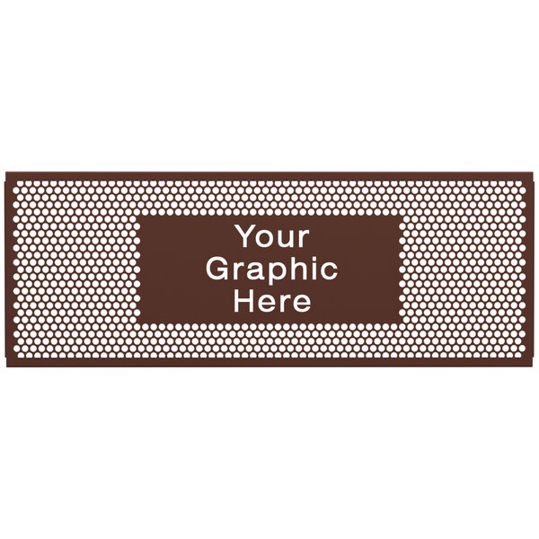 A brown rectangular sign with a white circle pattern and space for a custom graphic.