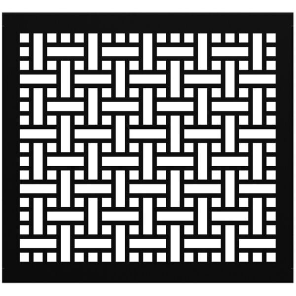 A black square panel with a white square weave pattern.