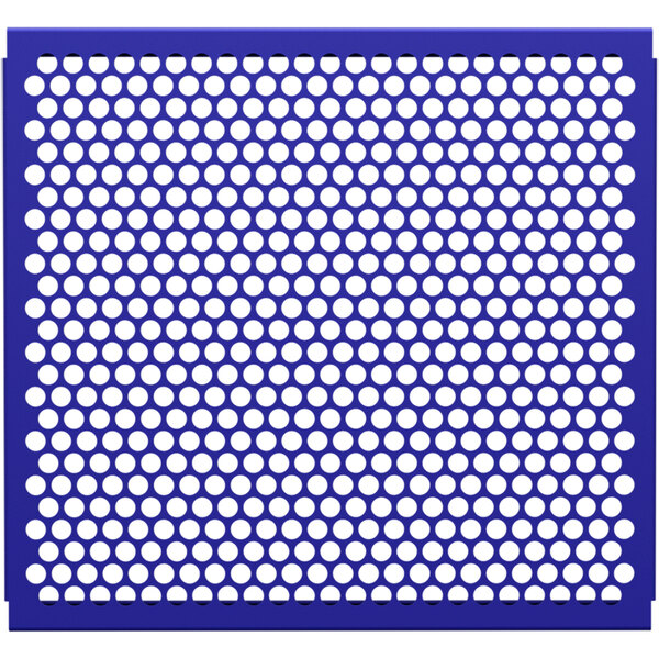 A royal blue mesh partition panel with white circle patterns.
