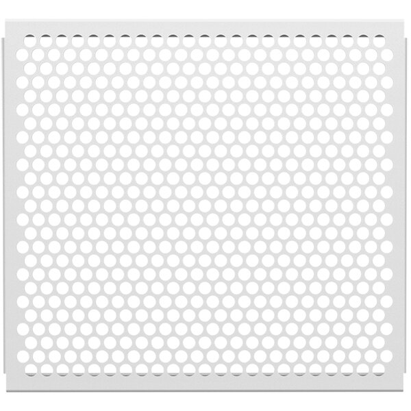 A white circle patterned metal partition panel.