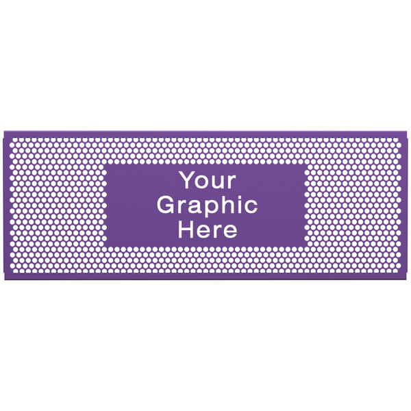 A purple rectangular sign with white dots and the words "Your Graphic Here"