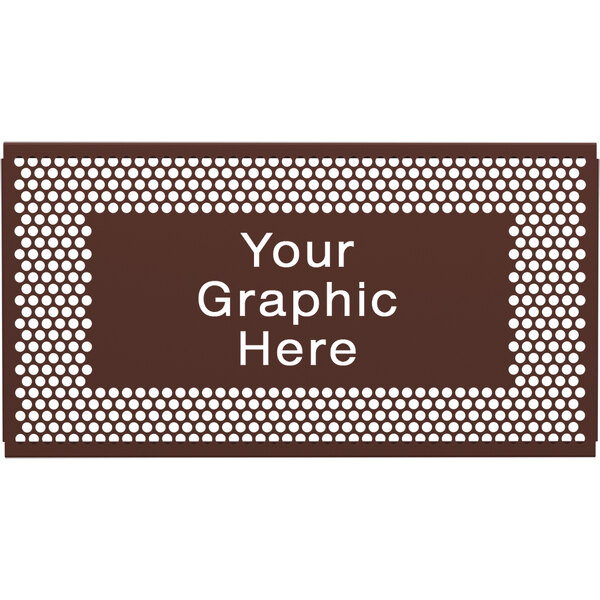 A brown sign with a white circle pattern and the words 'Your Graphic Here' in white.