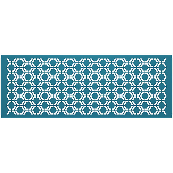 A teal hexagonal pattern on a white background.