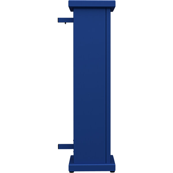 A SelectSpace royal blue rectangular pedestal with a square top cut-out.