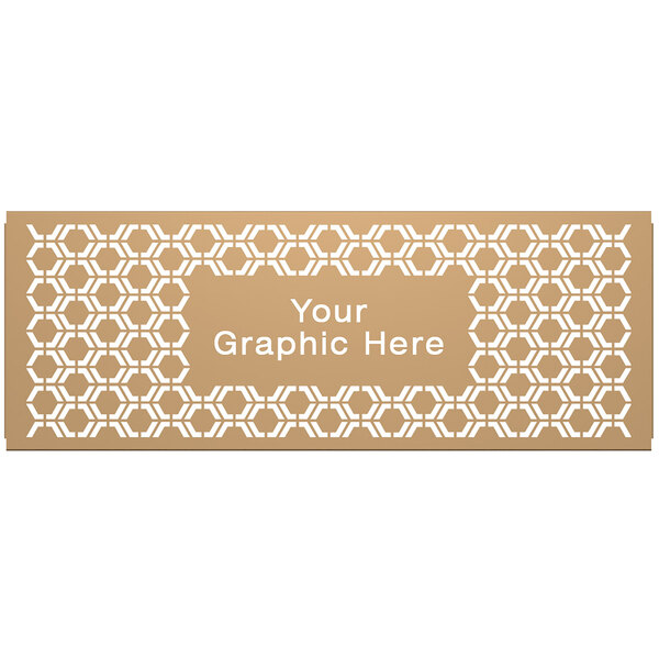 A white rectangular sign with a brown hexagonal pattern and the words "Your Graphic Here" in white.