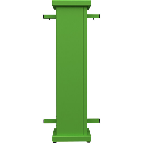 A green rectangular SelectSpace planter stand with a circle top cut-out.