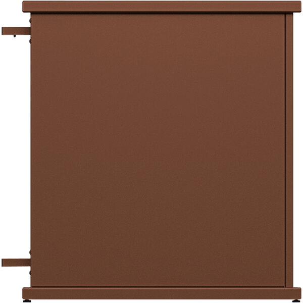 A brown rectangular SelectSpace end planter with a rectangle top cut-out.