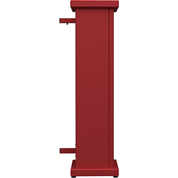 A red rectangular SelectSpace end planter with a circle top cut-out.