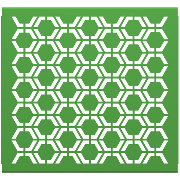 A white SelectSpace partition panel with a green hexagonal pattern.