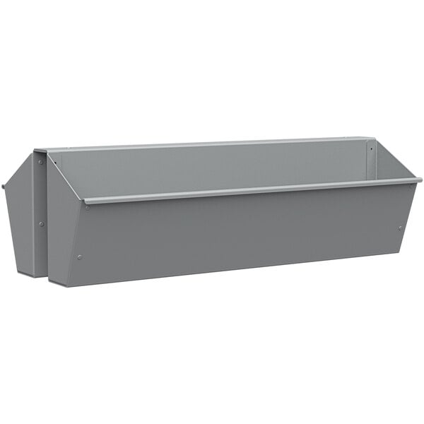 A gray metal container with two holes.
