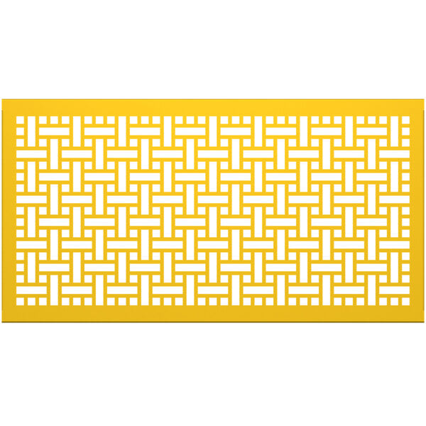 A white rectangular partition panel with a yellow square weave pattern.