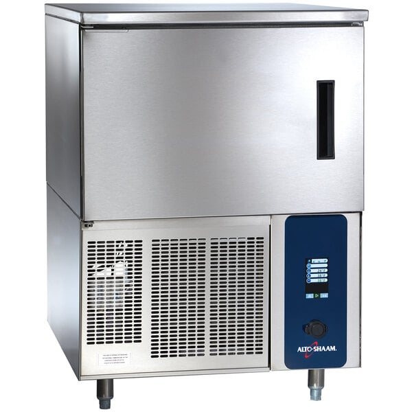 A large stainless steel Alto-Shaam blast chiller with a door open.