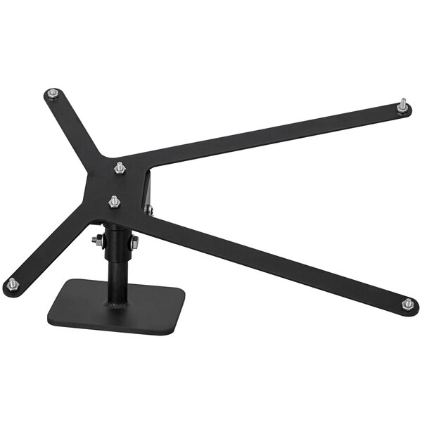 A black metal tabletop stand with screws for AeroGlove glove dispensers.