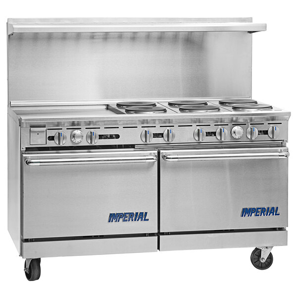A stainless steel Imperial Range Pro Series commercial electric range with 2 ovens.