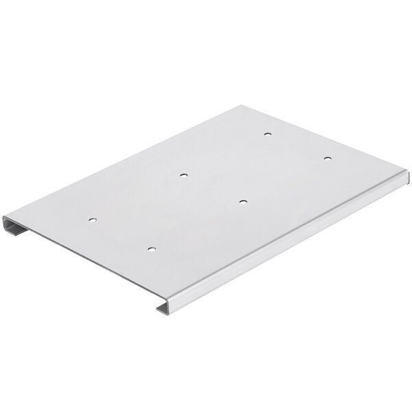 A Garde stainless steel wall bracket with holes.