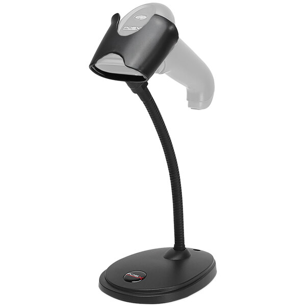 A POS-X EVO barcode scanner on a stand.