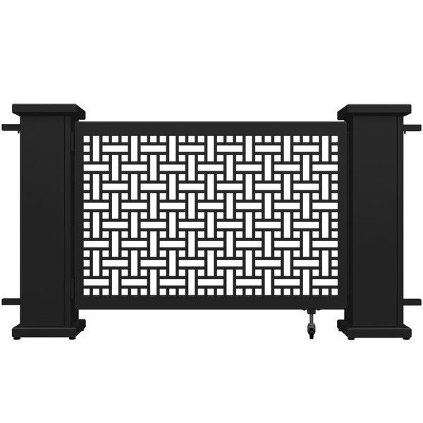 A black rectangular SelectSpace gate with white square designs.
