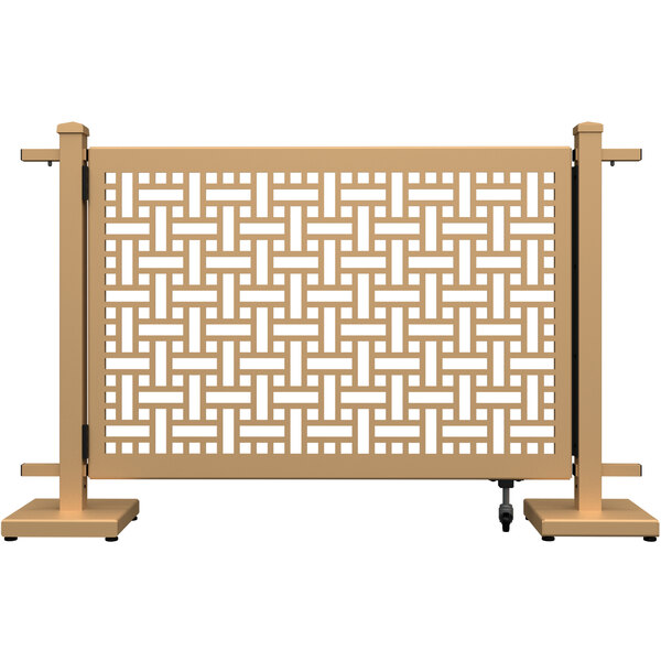 A sand square weave pattern gate for a SelectSpace outdoor patio fence.