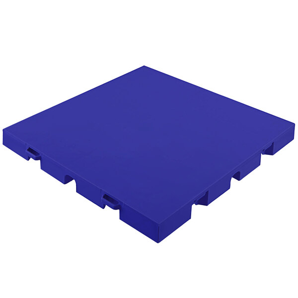 A blue plastic EverBlock Flooring square with four pieces.
