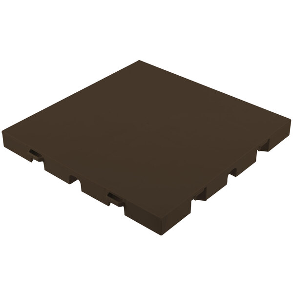 A brown plastic square EverBlock flooring tile.