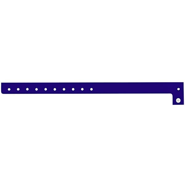 A navy blue plastic wristband with holes.