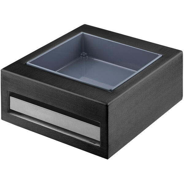A black Tablecraft modular cooling station with a grey tray inside.