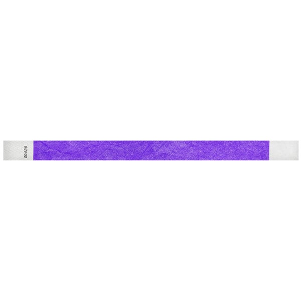 A purple wristband with white stripes.