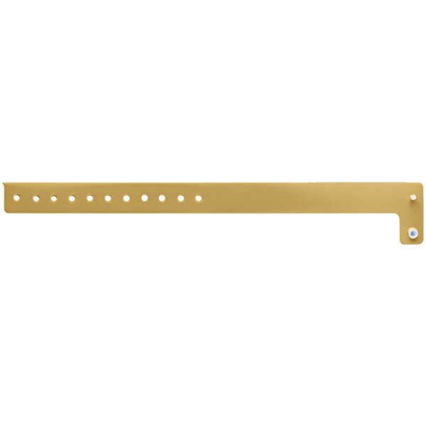 A gold vinyl wristband with holes.