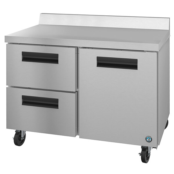 A Hoshizaki stainless steel worktop refrigerator with drawers.