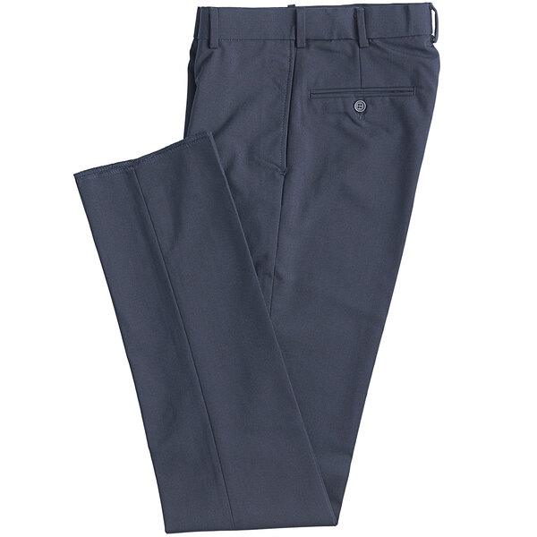 Henry Segal navy flat front suit pants folded with pockets.