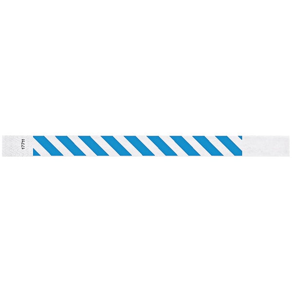 A blue and white striped Carnival King wristband.