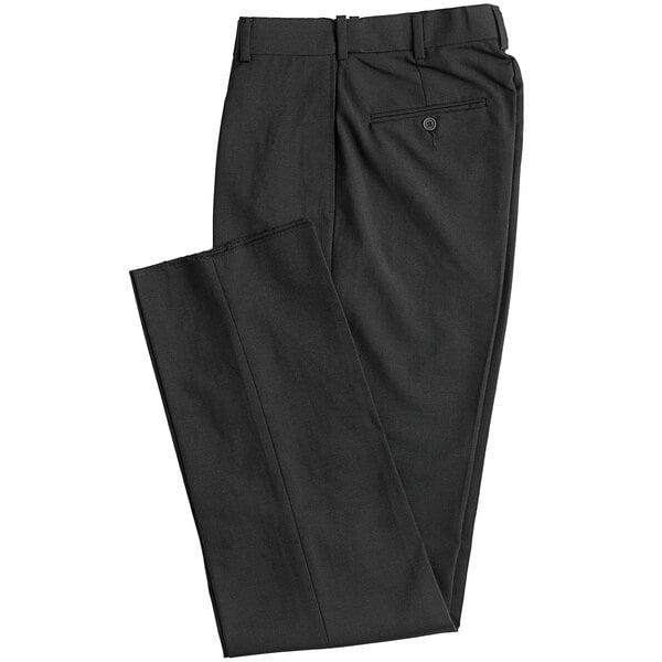 Henry Segal black suit pants folded on a white background.