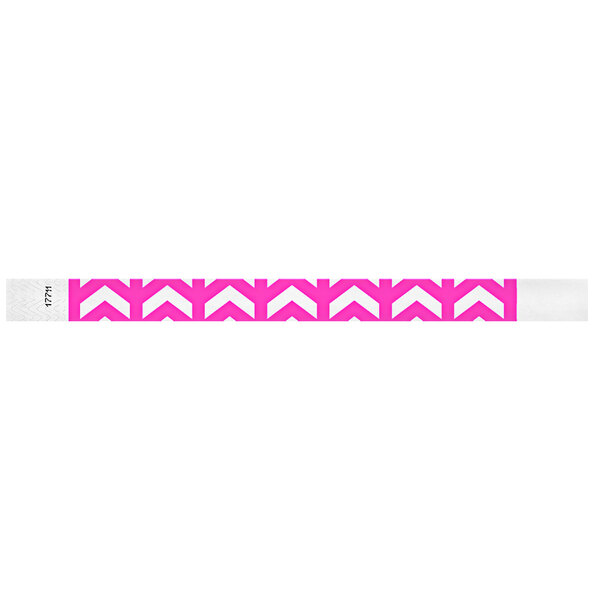 A Carnival King Tyvek wristband with a pink and white chevron pattern.
